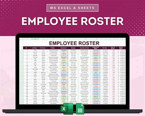 Employee Roster Template Staff Database Template Personnel Records