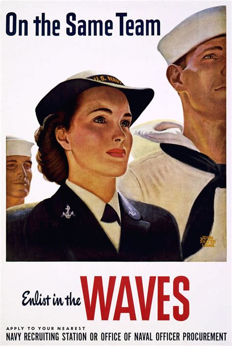 On The Same Team Enlist In The WAVES A U S Navy Poster By John