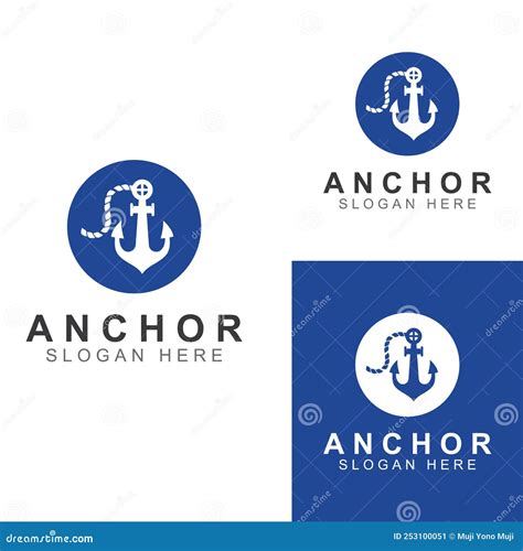 Logo And Anchor Symbol Design Vector Illustration Template Stock Vector