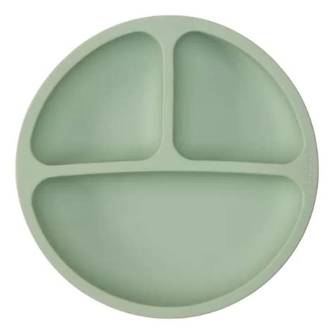 Prato Silicone Divis Rias Ventosa Beb Infantil Blw Buba Cor Verde