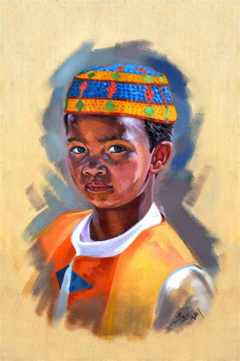 Egyptian Nubian Boy Painting by Ahmed Bayomi | Saatchi Art