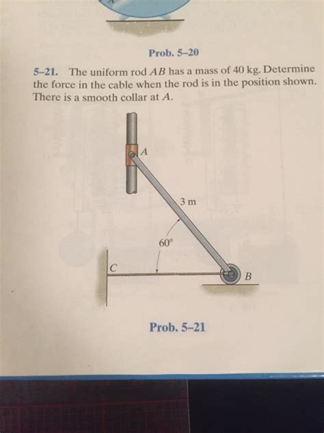 Solved Prob 5 20 5 21 The Uniform Rod Ab Has A Mass Of 40