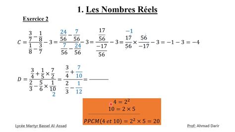 EB9 Les Nombres Reels EX 1 2 3 4 YouTube