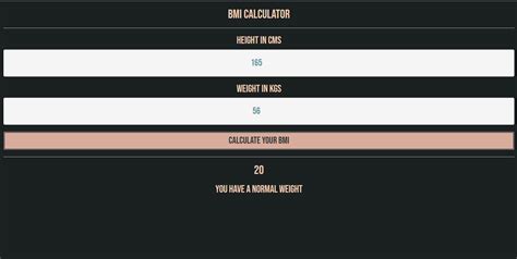 Bmi Calculator App In Javascript With Source Code Source Code And Projects