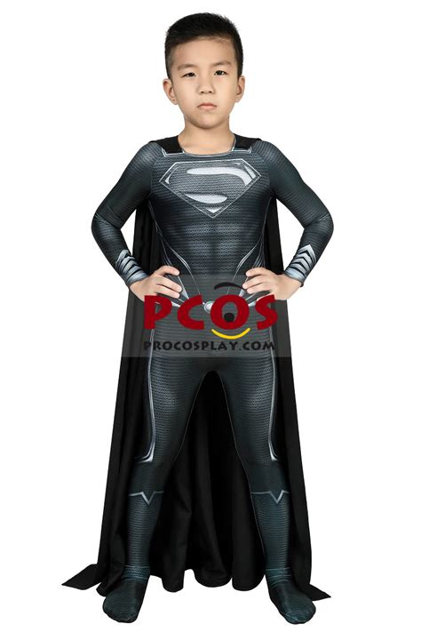 Justice League Black Superman Clark Kent Cosplay Costume Only For Child