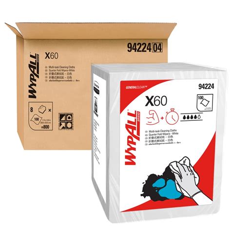 WypAll X60 Single Sheet Wipers 94224 Cleaning Wipes 8 Packs Case