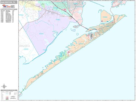 Galveston Texas Wall Map Premium Style By Marketmaps