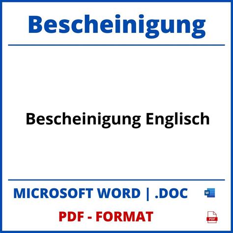 Bescheinigung Englisch WORD PDF