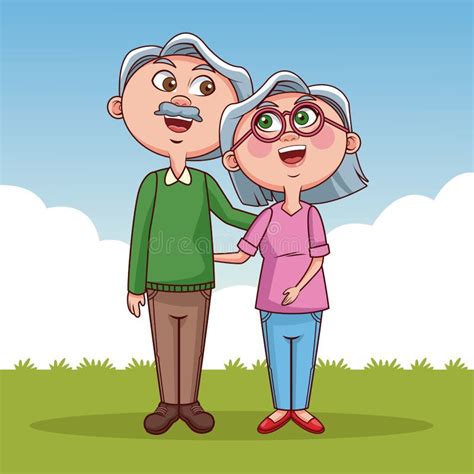 Cute Grandparents Cartoon Stock Vector Illustration Of Grandparents