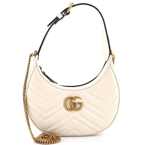 Gucci Gg Marmont Half Moon Hobo Leather Mini Gem