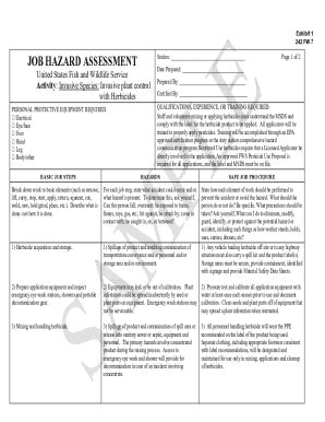 Fillable Online Exhibit Fw Sample Job Hazard Assessment For