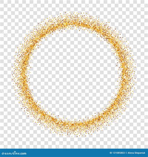 Gold Circle Glitter Frame Golden Confetti Dots Round White