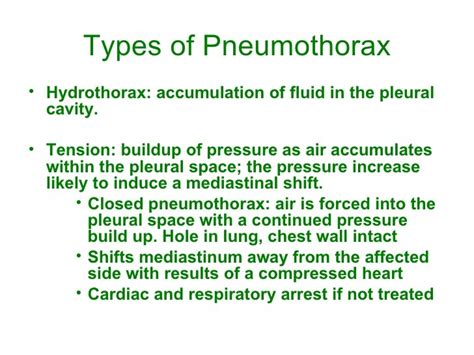 Different Types Of Pneumothorax