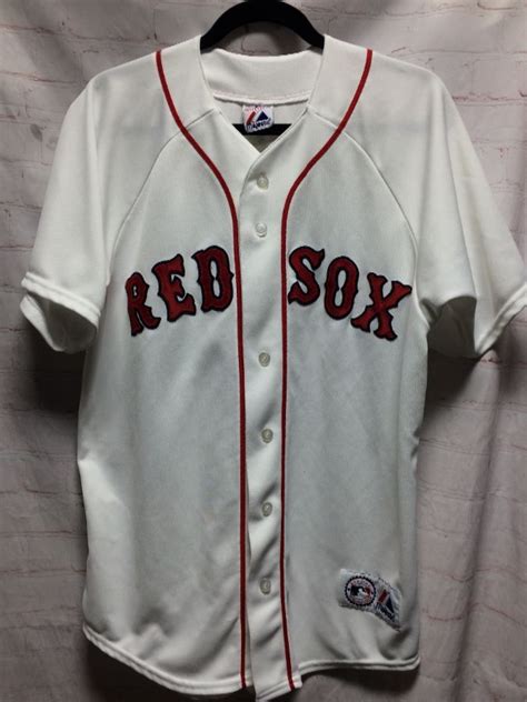 Sports Jersey W/ Appliqued Red Sox & Piping Trim | Boardwalk Vintage