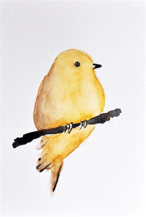 Yellow Bird Illustration ORIGINAL Watercolor Painting / Bird | Etsy ...