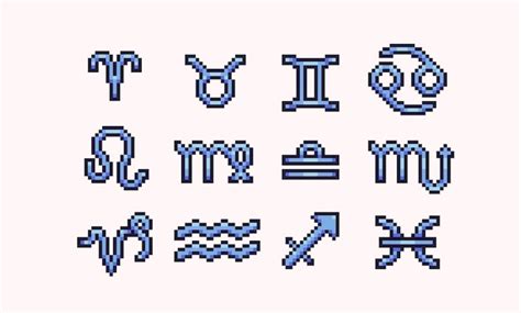 Premium Vector Zodiac Symbols Pixel Art Set Horoscope Collection