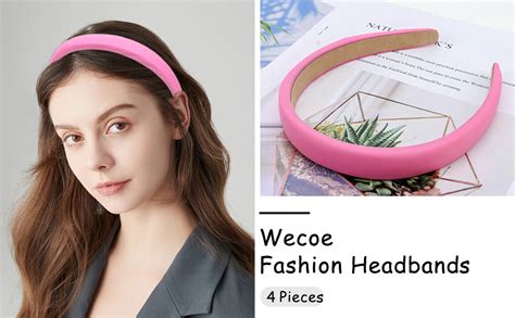 Wecoe 4 Pack Padded Headbands Women Non Slip Soft Thick