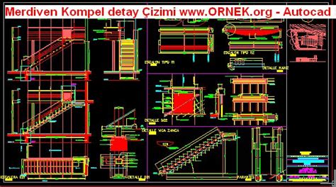 Merdiven sistem donatı detay çizimi dwg projesi Autocad Projeler