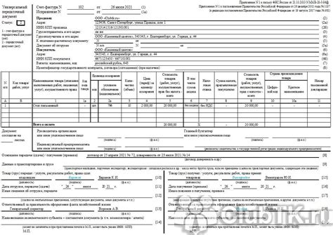 Образец заполнения упд со статусом 2 в 2022 году