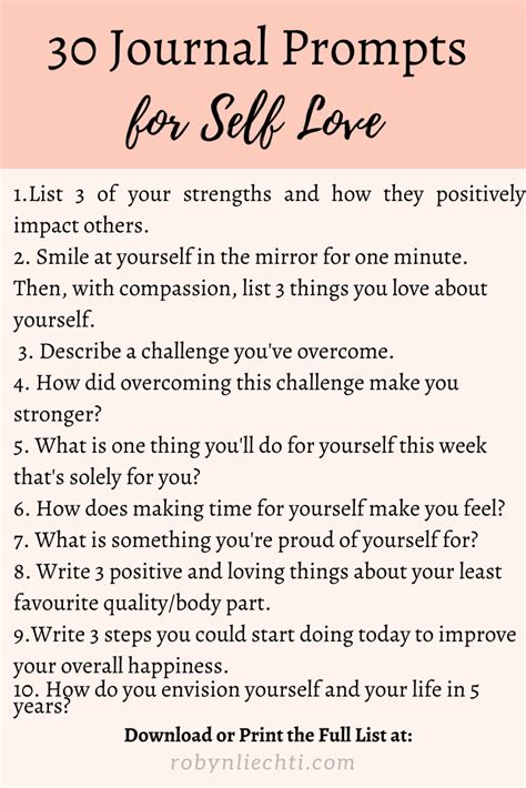 30 Journal Prompts For Self Love Artofit