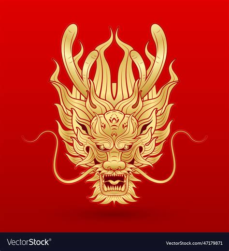 Traditional chinese dragon gold zodiac Royalty Free Vector