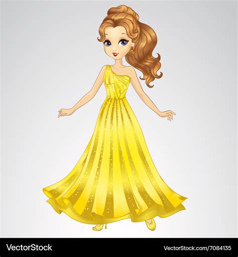 Beauty Princess In Gold Dress Royalty Free Vector Image