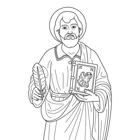 Saint Luke The Evangelist Vector Illustration Outline Monochrome