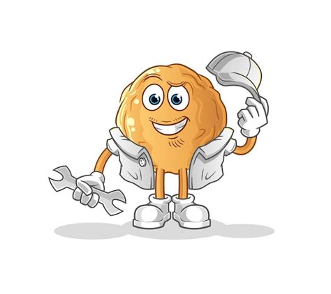 Premium Vector The Meatball Mechanic Cartoon Cartoon Mascot Vector