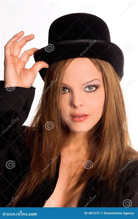 Redhead Top Hat Stock Photo Image Of Beautiful Brunette 481572
