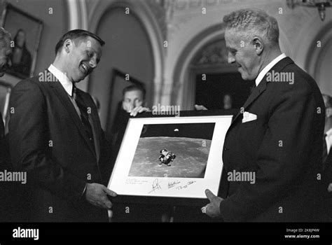 Oslo 19691010 les astronautes américains Buzz Aldrin Neil Armstrong et