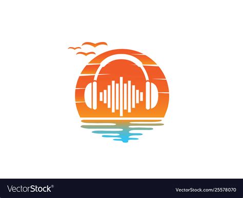 Headphones with music beats headset logo design Vector Image