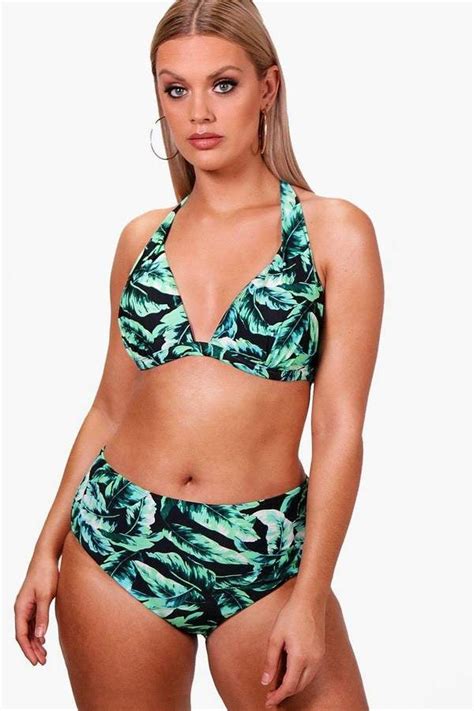 Boohoo Plus Honey Leaf Print Bikini Alessandra Ambrosio S Leaf Print