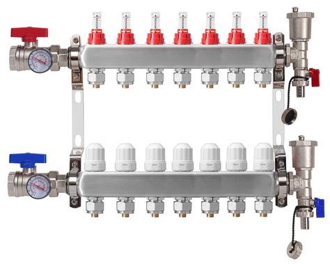 7 Branch Radiant Heat Manifold Stainless Steel PEX Manifold With