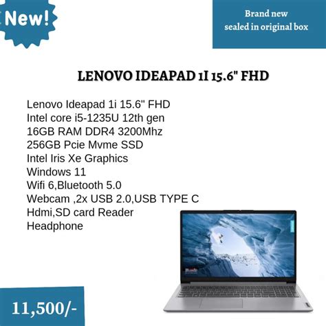 Lenovo Ideapad 1i 156 Fhd Ips Intel Core I5 1235u 12th Gen 16gb Ram