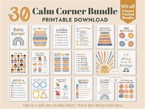 30 Calming Corner Classroom Boho Calm Down Printable Decor Etsy