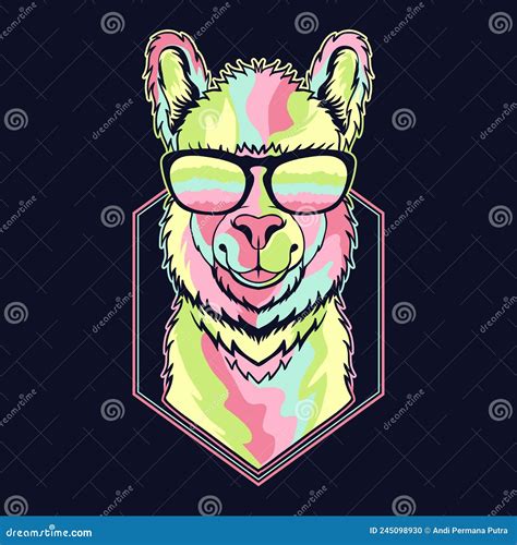 Llama Funny Happy Face Cartoon Isolated On White Vector Illustration