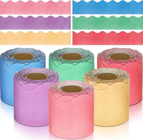 Taobary 6 Rolls 196 8 Ft Colorful Borders For Bulletin