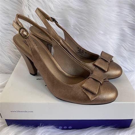 Life Stride Shoes New Life Stride Pumps 85 Champagne Gold Bow