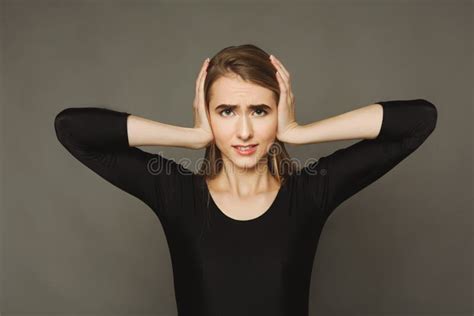 Confused Woman Puts Her Hands On The Head Stock Image Image Of