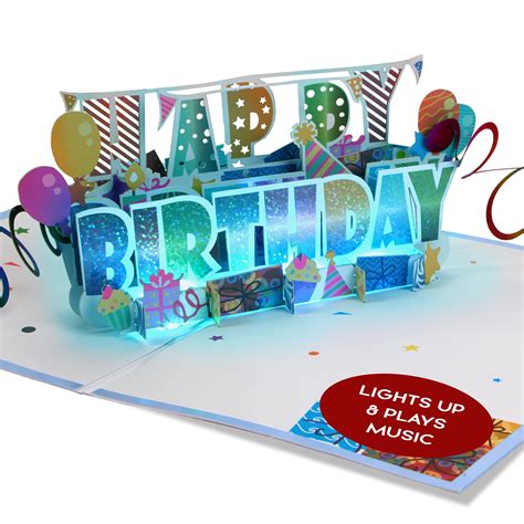 Buy LIGHT MUSIC Happy Birthday Pop Up Card Plays Hit Song HAPPY