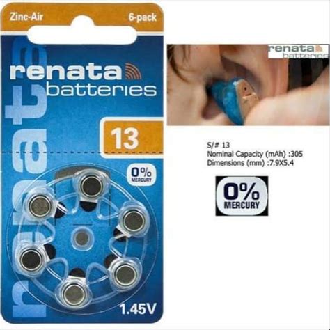 Jual Baterai Batre Renata Za13 13 A13 Original Hearing Aid Battery