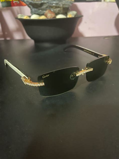 Vintage Cartier White Buffs Sunglasses With Moissanite Diamonds Grailed