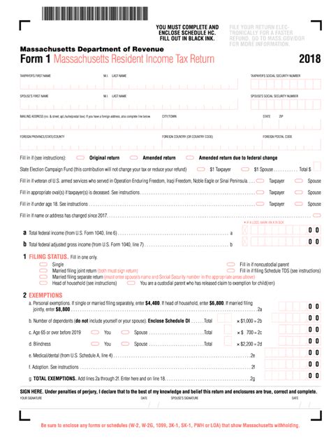 Massachusetts Tax Forms Fillable Pdf Printable Forms Free Online