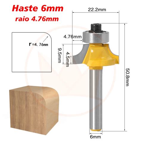 Fresa Tupia Canto Raio 4 76mm Haste 6mm Rolamentada 22mm Shopee Brasil