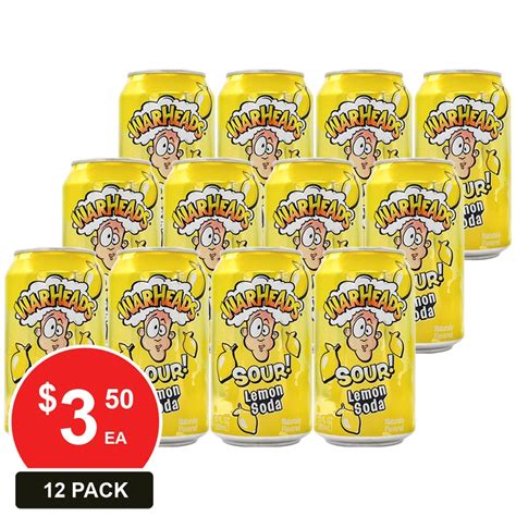 Buy Warheads 355ml Lemon Sour Soda 12 Pack Mydeal