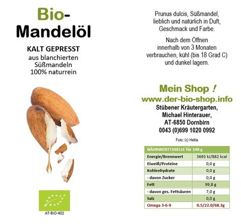 Mandelöl Bio kaltgepresst 1000 ml kaufen