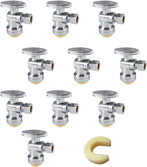 Pack Of 10 EFIELD Push Fit 1 4 Turn Angle Stop Valve Water Shut Off 1