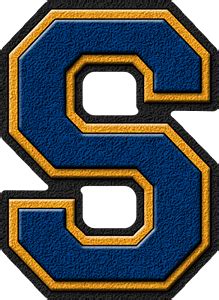 Presentation Alphabets Royal Blue Gold Varsity Letter S Varsity