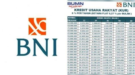 Tabel KUR BNI Tahun 2024 Pinjaman Dana Mencapai 500 Juta Ketahui