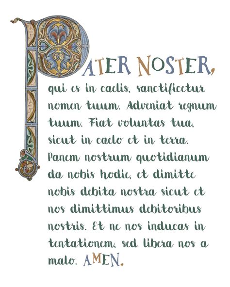 Illuminated Pater Noster {digital Download} The Our Father In Latin